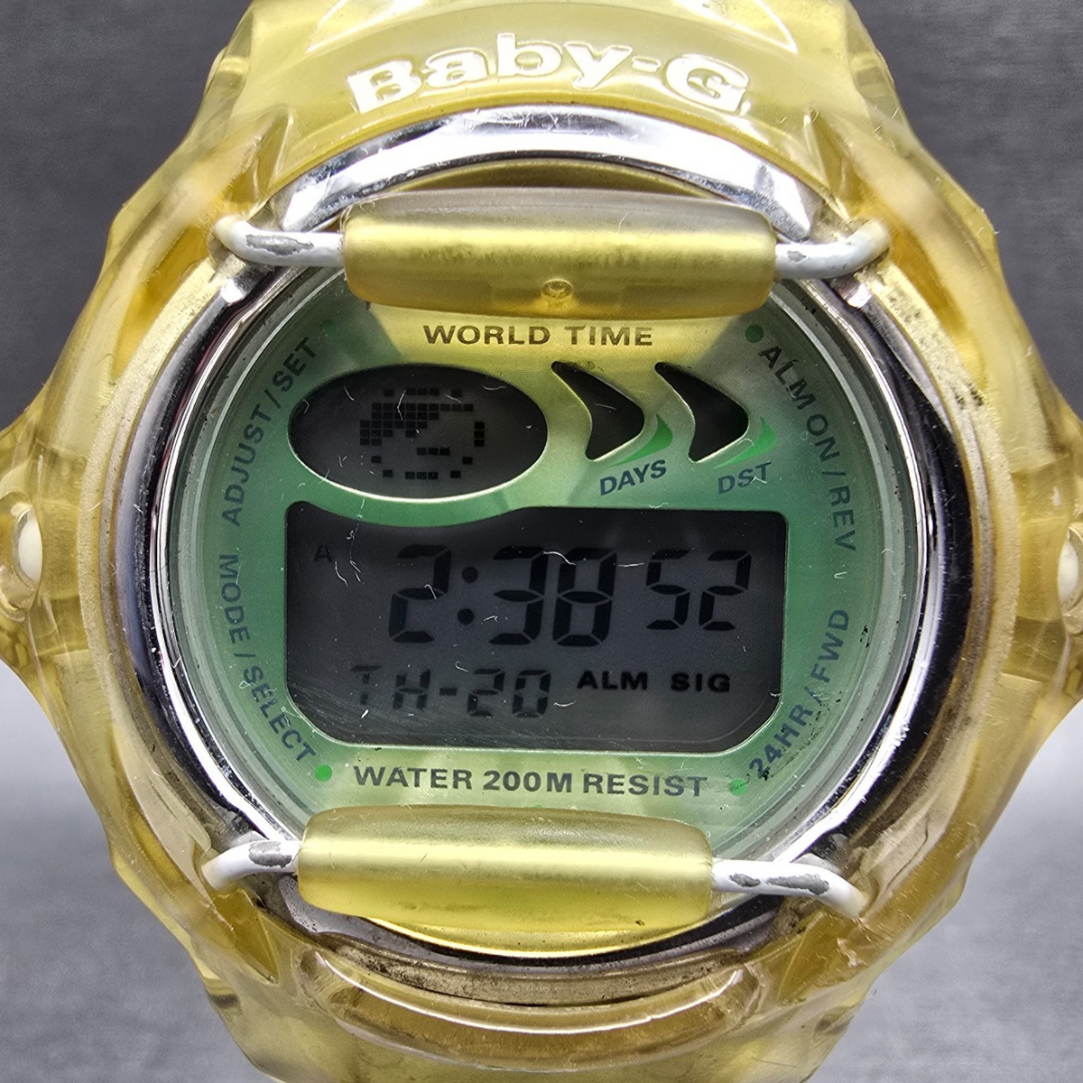 Casio Baby-G BG-169A Watch Women 43mm Green Dial Yellow Chrono Alarm New Battery1