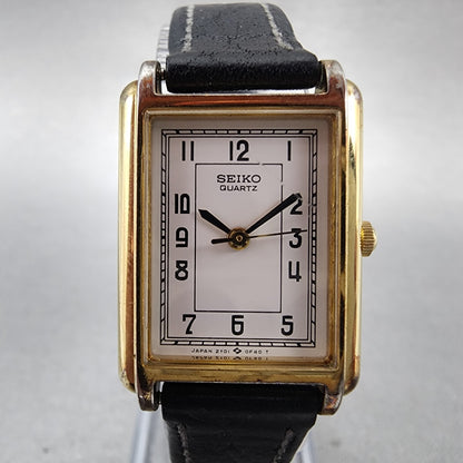 Seiko Tank Watch Women 20mm White Dial Gold Tone Rectangle 2Y015B09 New Battery1