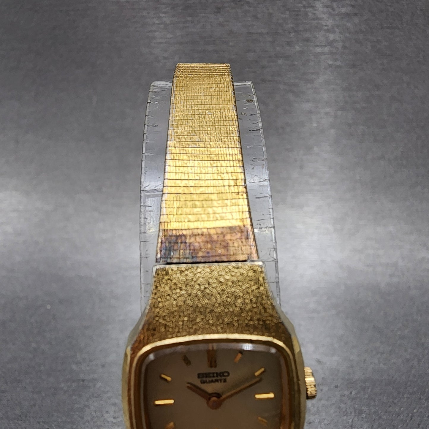 Seiko Watch Women 18mm Champagne Dial Gold Tone Rectangle 23205269 New Battery4