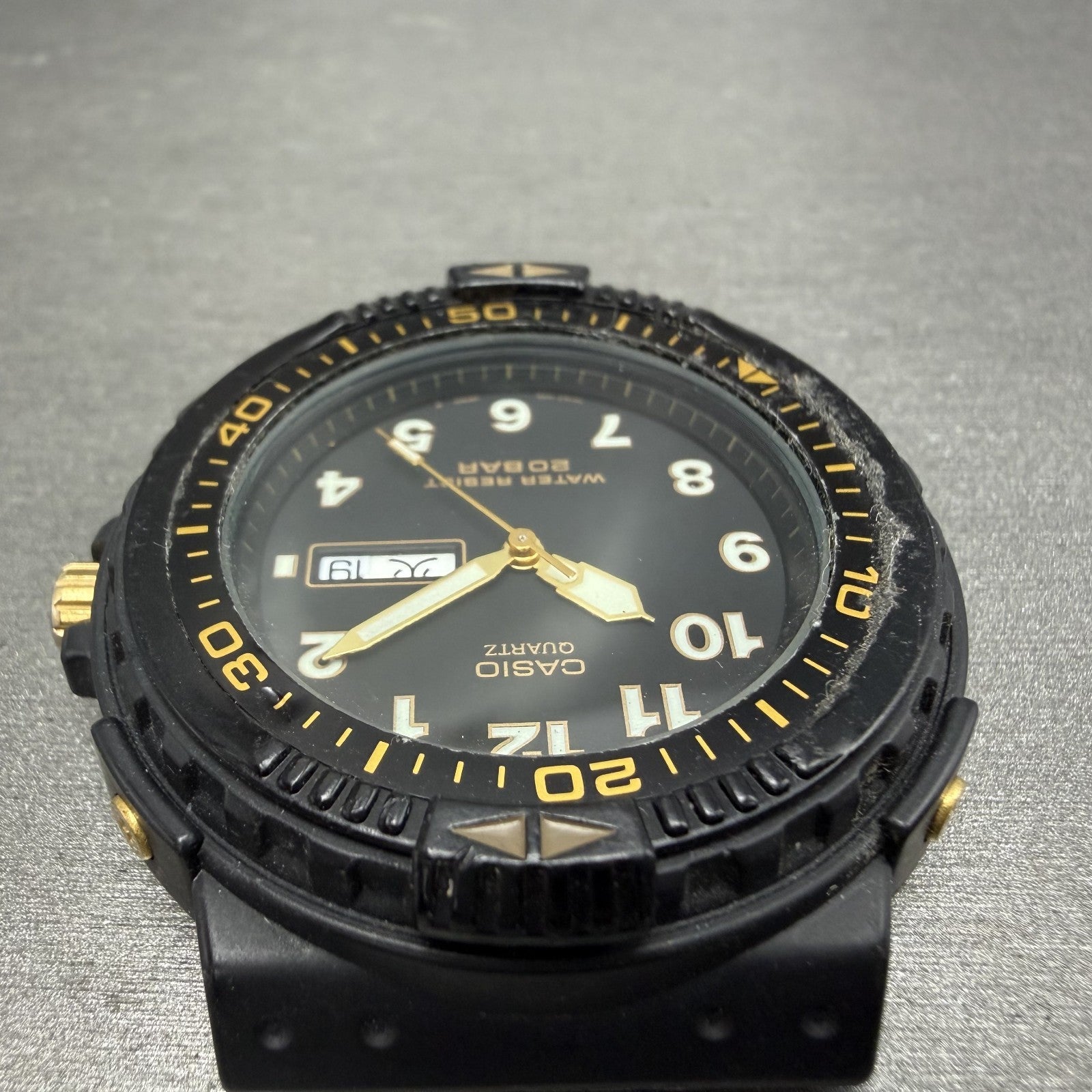 Casio Dive Watch Men 43mm Black Dial Black Tone Daydate MRD-201W New Battery4