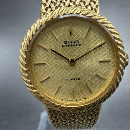Seiko Lassale Watch Women 22mm Champagne Dial Gold Tone 1400-0479 New Battery KH1