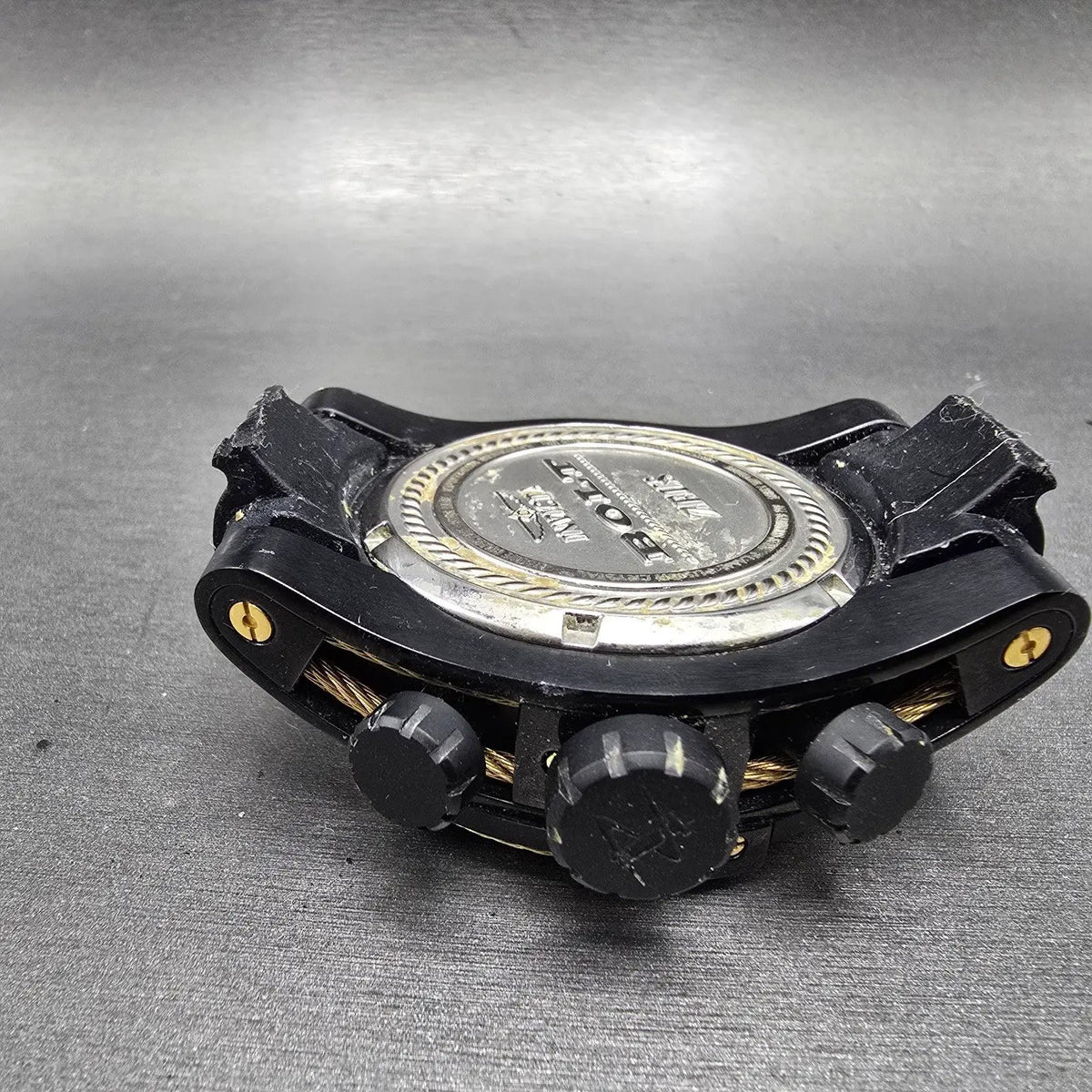 Invicta Reserve Bolt Zeus Chronograph Watch Men 53mm Black Dial Black Gold READ11