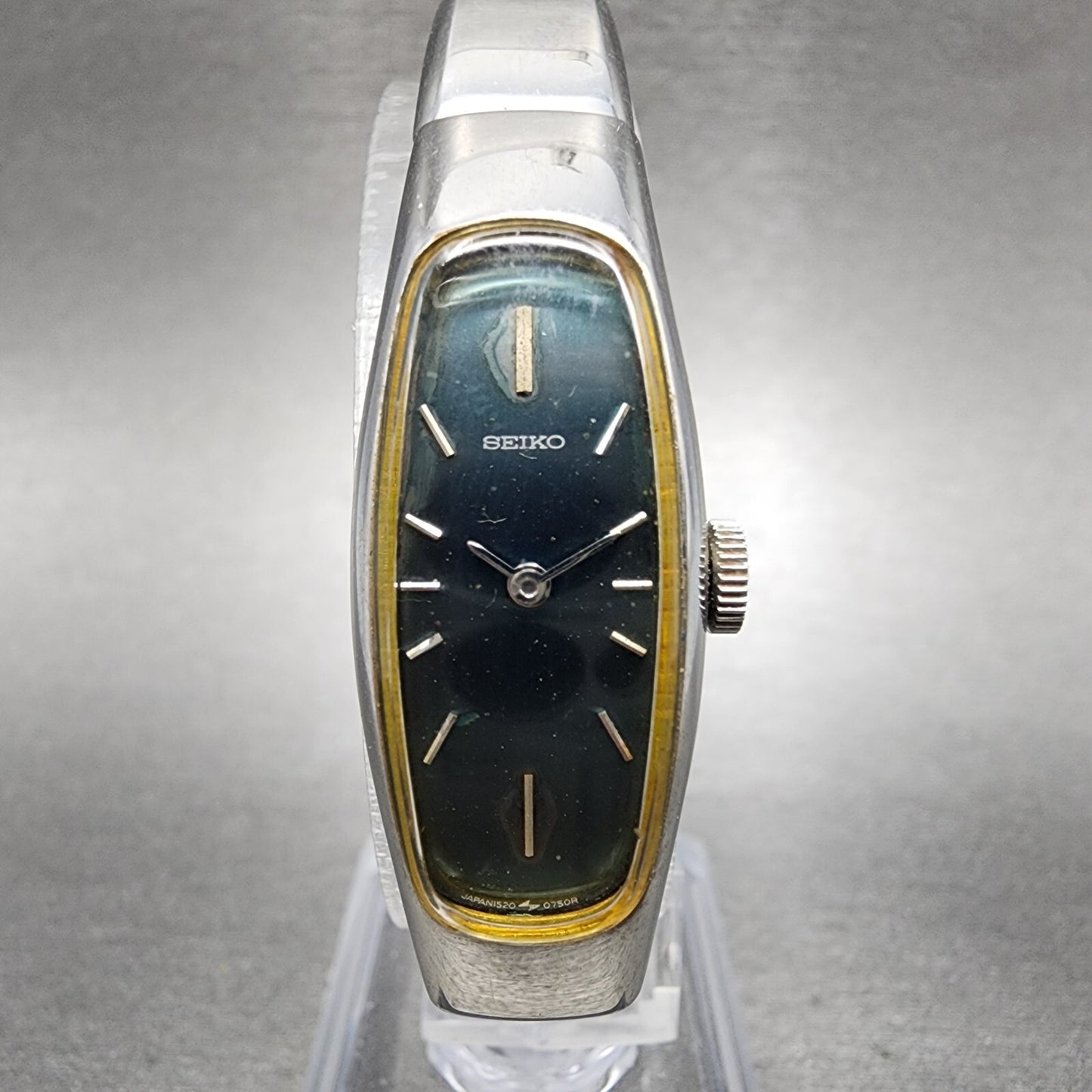 Seiko Watch Women 15mm Blue Dial Steel Oval Manual Wind 15203689 Runs0