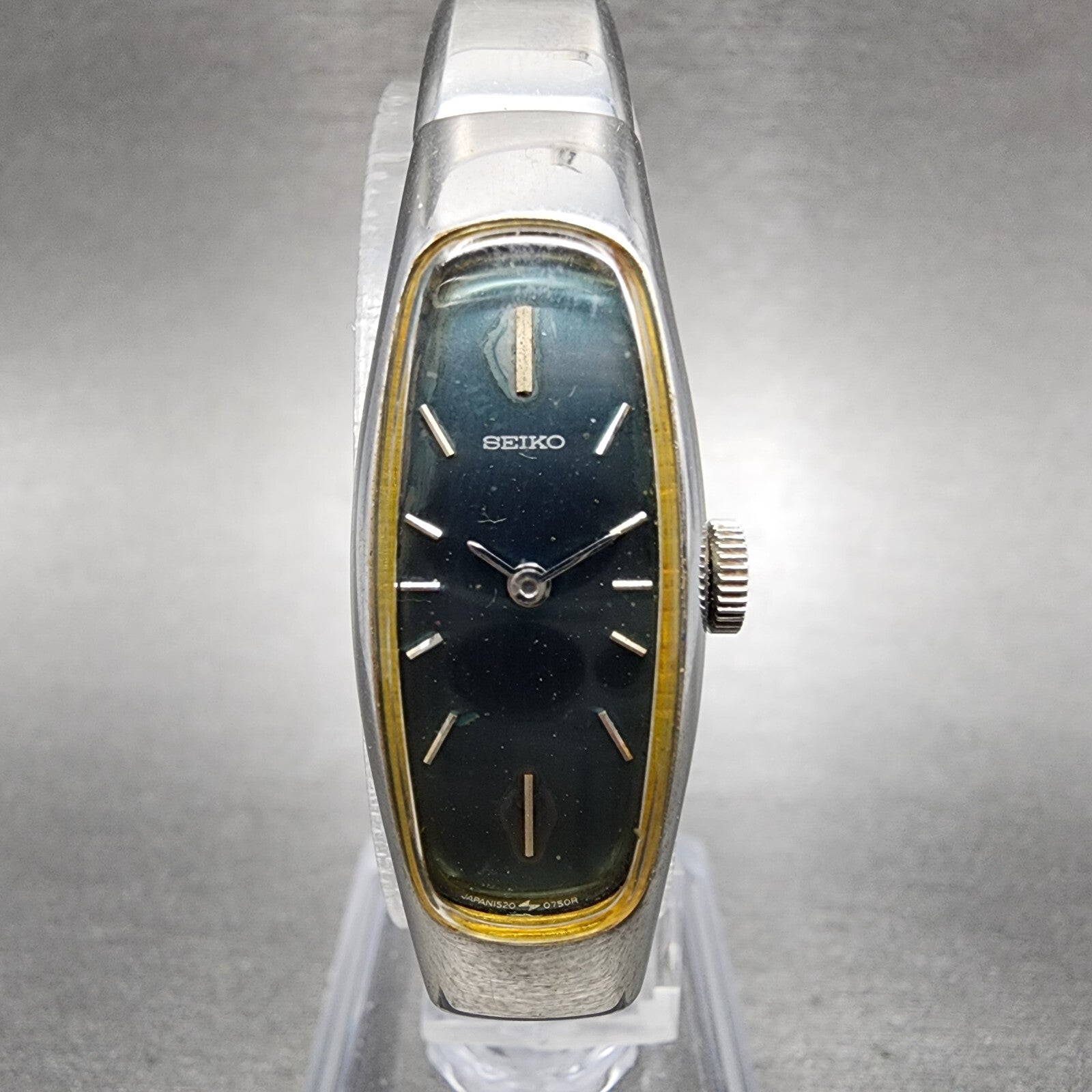 Seiko Watch Women 15mm Blue Dial Steel Oval Manual Wind 15203689 Runs0