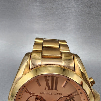 Michael Kors Bradshaw Chronograph Watch Women 45mm Pink Dial Date New Battery4