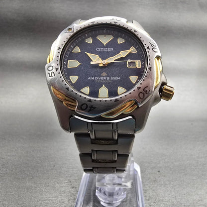 Citizen Air Watch Men 40mm Blue Dial Titanium Date Round 5512-F52088 New Batt5