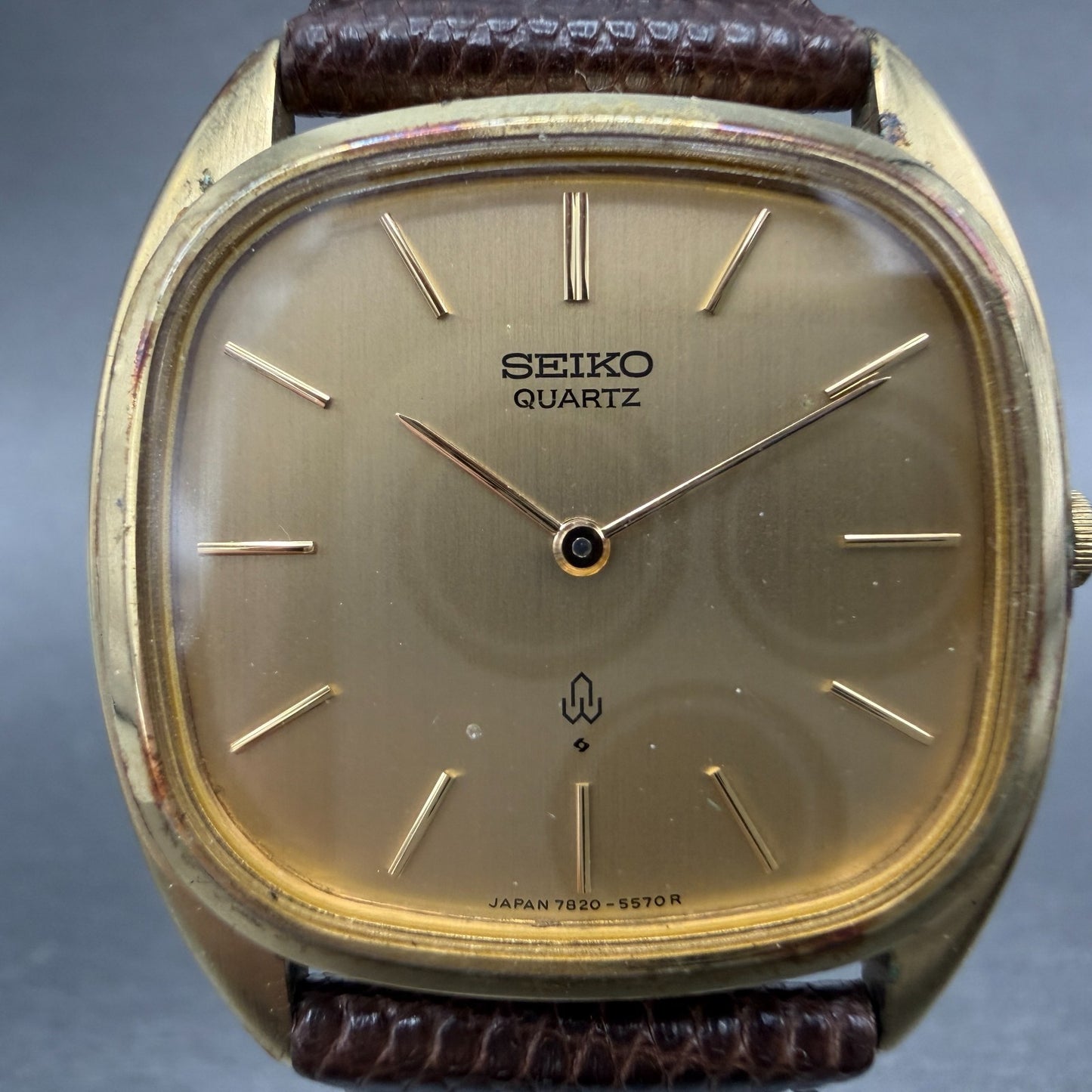 Seiko Watch Men 33mm Champagne Dial Gold Tone Round 7820-5420 New Battery1