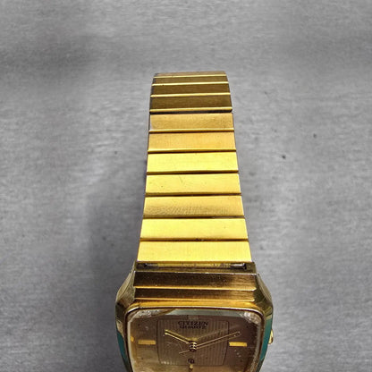 Citizen CQ Watch Men 27mm Champagne Dial Gold Tone 4031-893514 New Battery VTG4