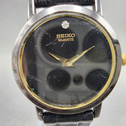 Seiko Watch Women 25mm Black Dial Black Tone Round 1N000C99 New battery VTG1