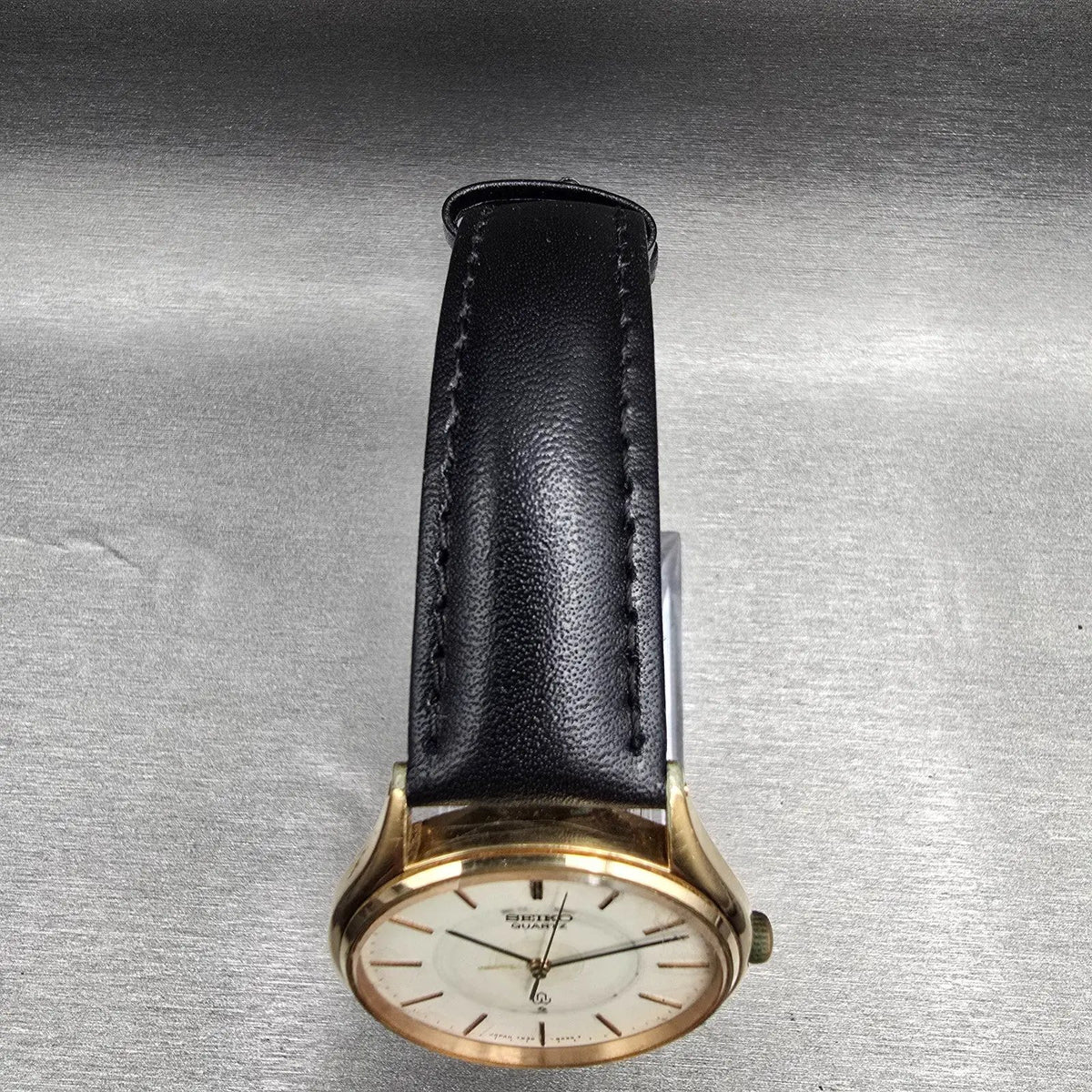 Seiko Watch Men 33mm Ivory Dial Gold Tone Round 7830-8030 New Battery Vintage4