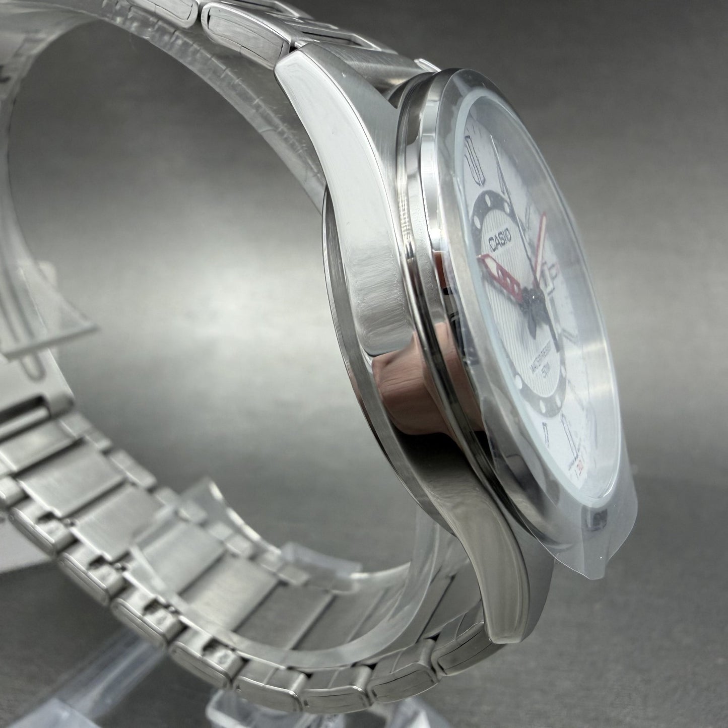 Casio MTP-E700 Watch Men 39mm White Dial Silver Tone Date Metal Bracelet Round3
