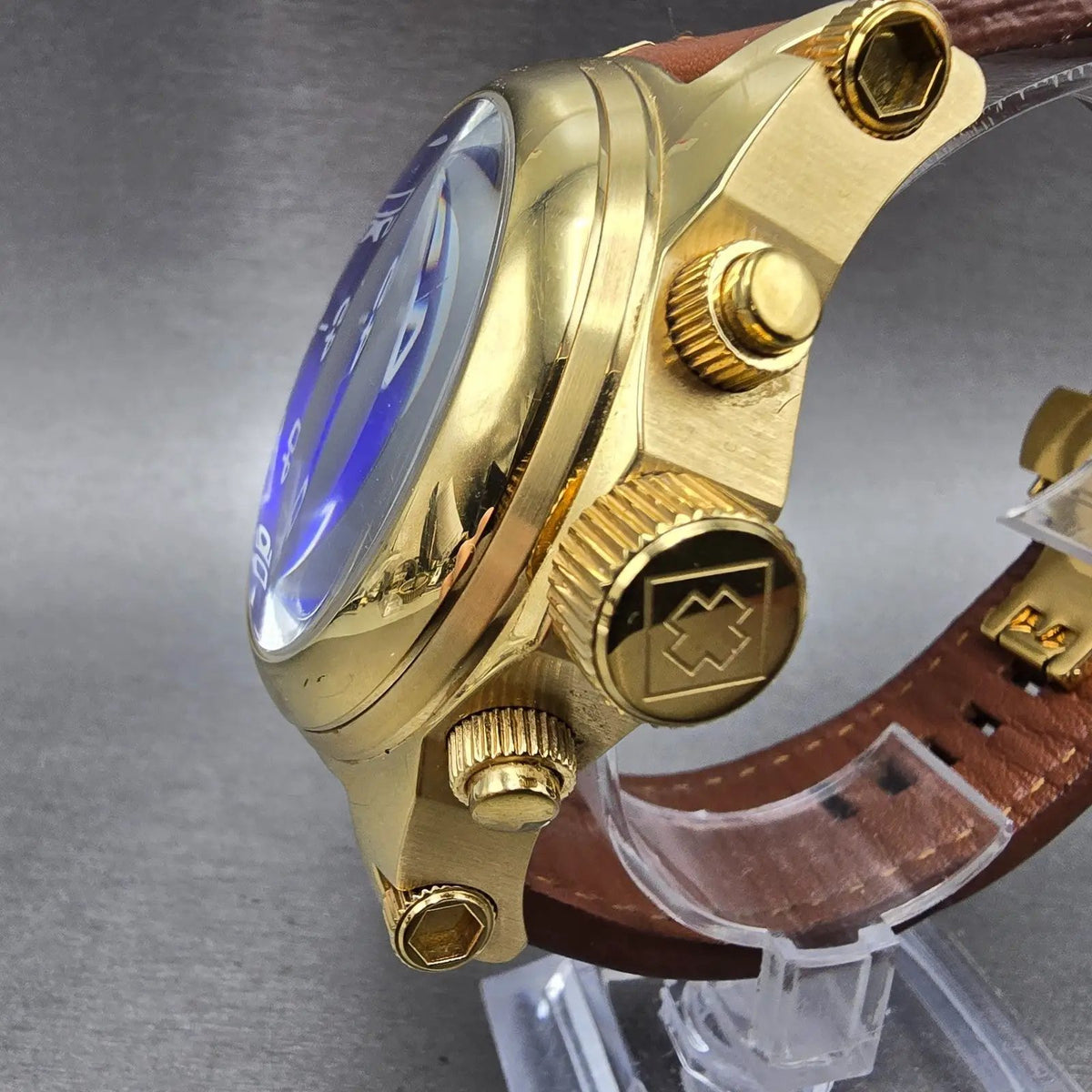 Invicta I Force Chronograph Watch Men 51mm Blue Dial Gold Tone 5418 New Battery3