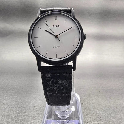 Seiko Alba Watch Women 31mm White Dial Black Tone Round Y131-6040 New Battery5