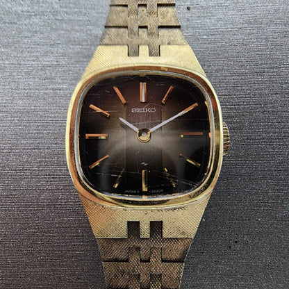 VTG Seiko Watch Women 19mm Brown Dial Gold Tone Rectangle READ!!!!!! Manual1