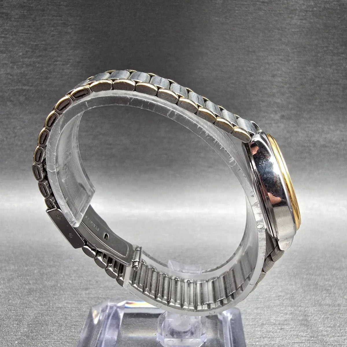 Casio Argent Moon Phase Watch Women 26mm White Dial Two Tone Date LTW-70M NewBat8