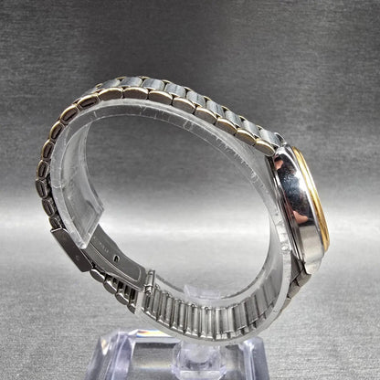 Casio Argent Moon Phase Watch Women 26mm White Dial Two Tone Date LTW-70M NewBat8