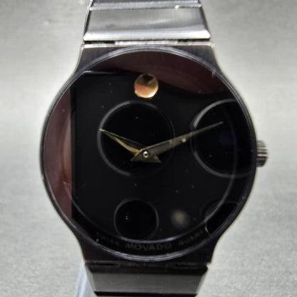 Movado Museum Watch Women 23mm Black Dial Black Tone Round 84.C6.881.2A New Batt1