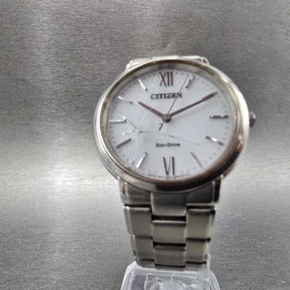 Citizen Eco-Drive Watch Men 35mm White Dial Silver E031-S060168 Round Runs JDM5
