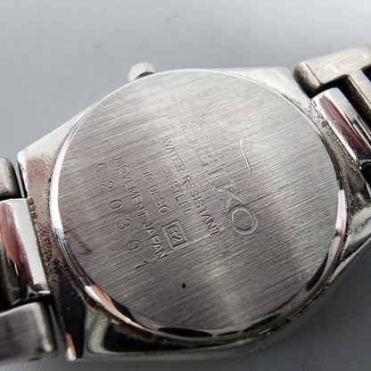 Seiko Watch Women 22mm Black Dial Silver Tone Round 1N00-0LS0 New Battery