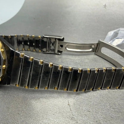 Bulova Marine Star Watch Men 33mm Black Dial Black & Gold Tone Date READ! NewBat8
