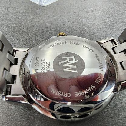 Raymond Weil Tango Watch Men 36mm Gold Dial Two Tone Date Round 5560 New battery10
