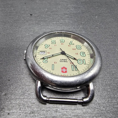 Victorinox Swiss Army Cavalry Watch Men 37mm Cream Dial Silver Tone Date PART KL5
