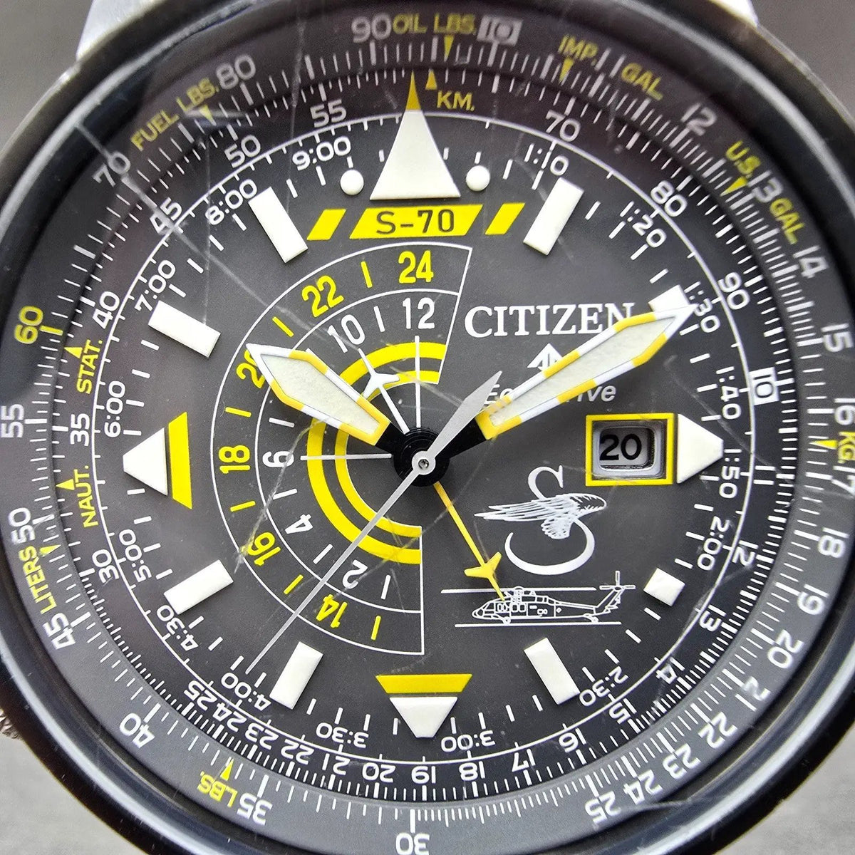 Citizen Promaster Sikorsky Watch Men 42mm Gray Dial Steel Date GMT BJ7004-43H1