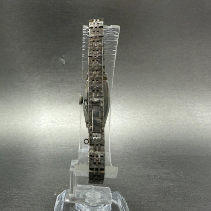Seiko Watch Women 14mm Blue Dial Silver Tone Rectangle 1520-3629 Manual Runs JH77