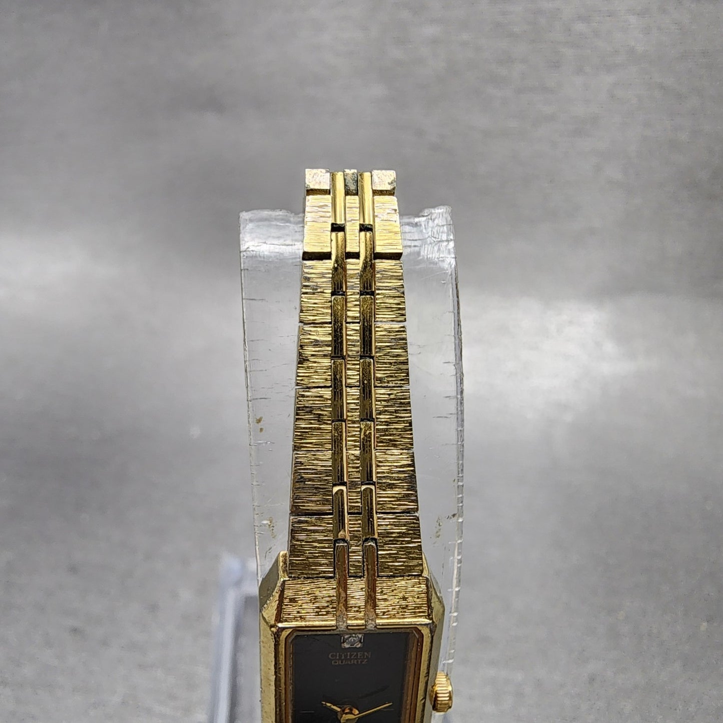 Citizen CQ Tank Watch Women 13mm Black Dial Gold Tone Rectangle New Battery VTG4