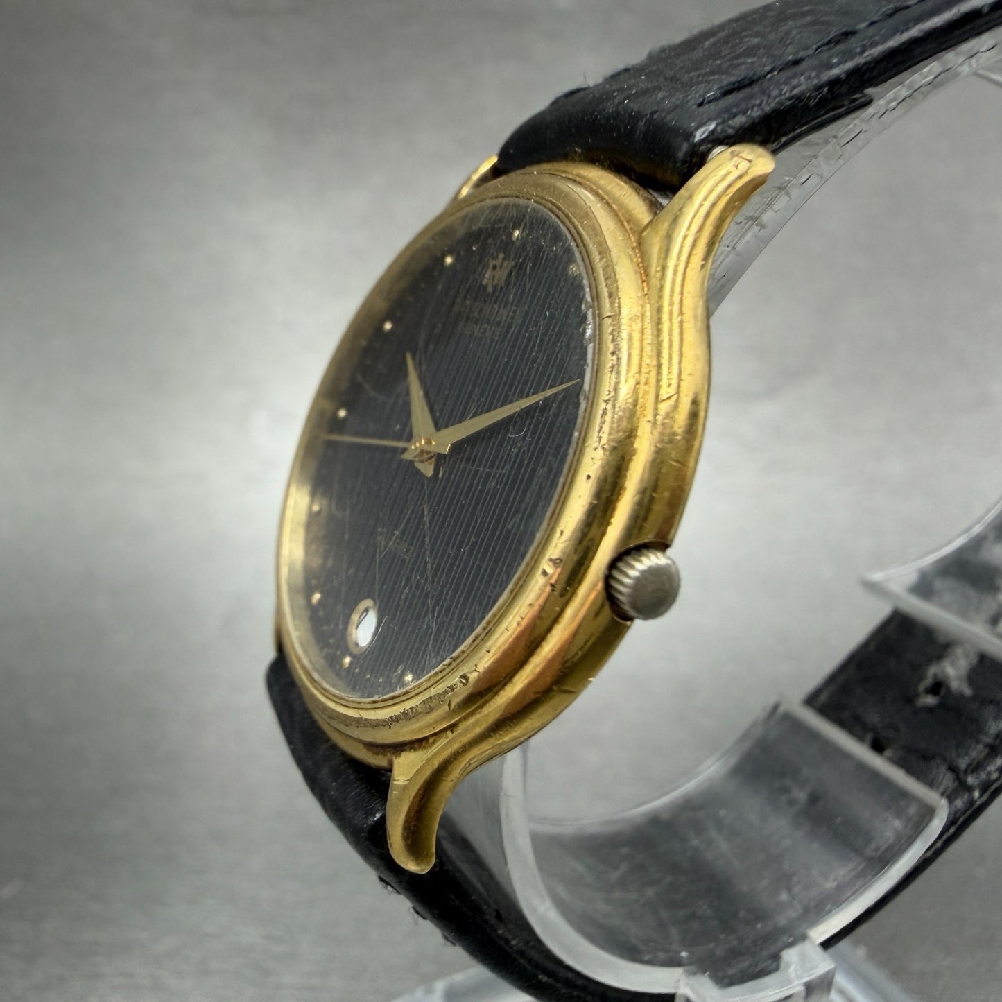 Raymond Weil Watch Unisex 31mm Black Dial Gold Plated Date Round READ!!!!!! 55092