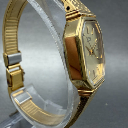 Seiko Watch Women 20mm Champagne Dial Gold Tone Octagon 1221-5270 New Battery3