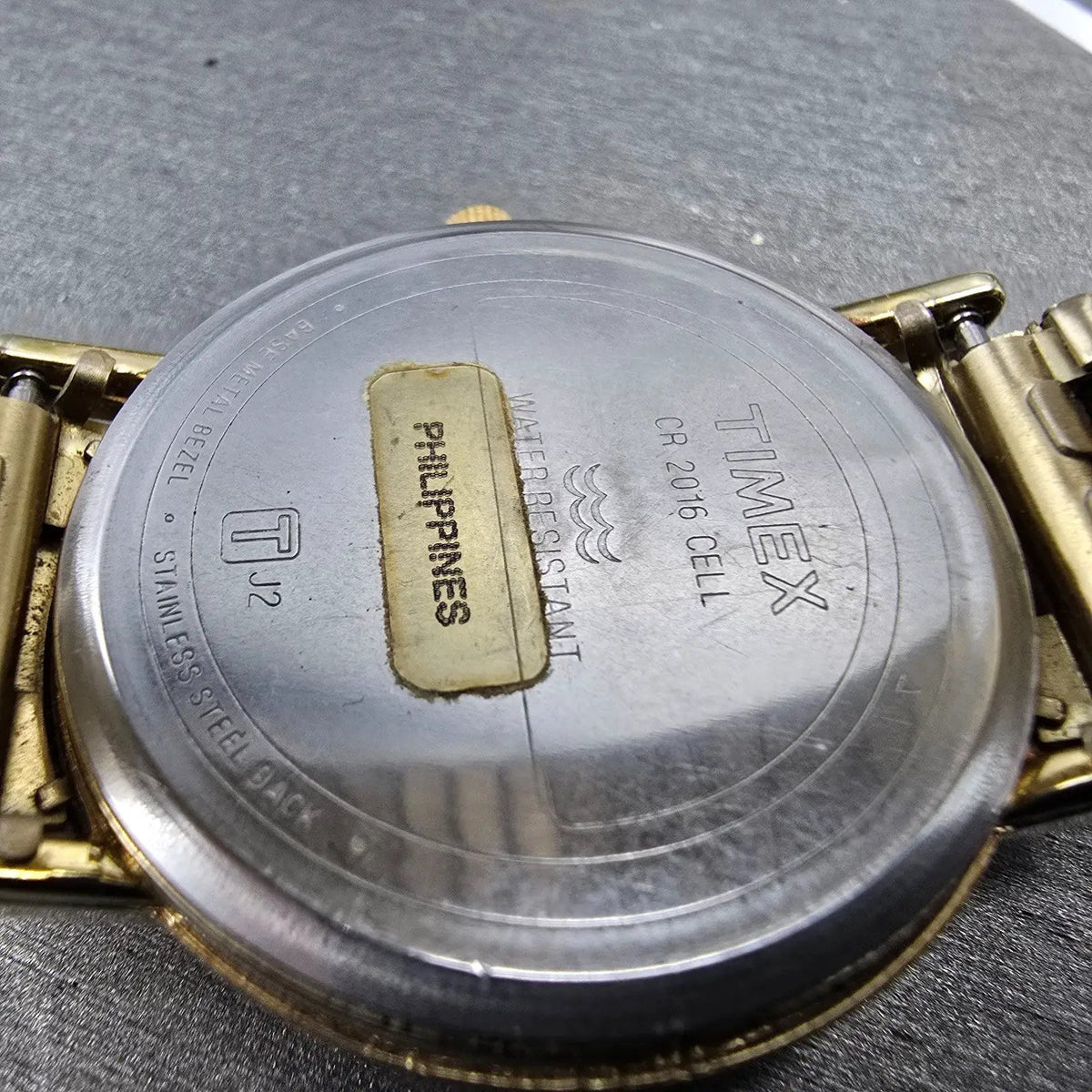 Timex Easy Reader Watch Men 35mm White Dial Gold Daydate Round New Battery9