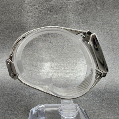 Skagen Grenen Tank Watch Women 23mm Silver Dial Steel Date Rectangle New Battery