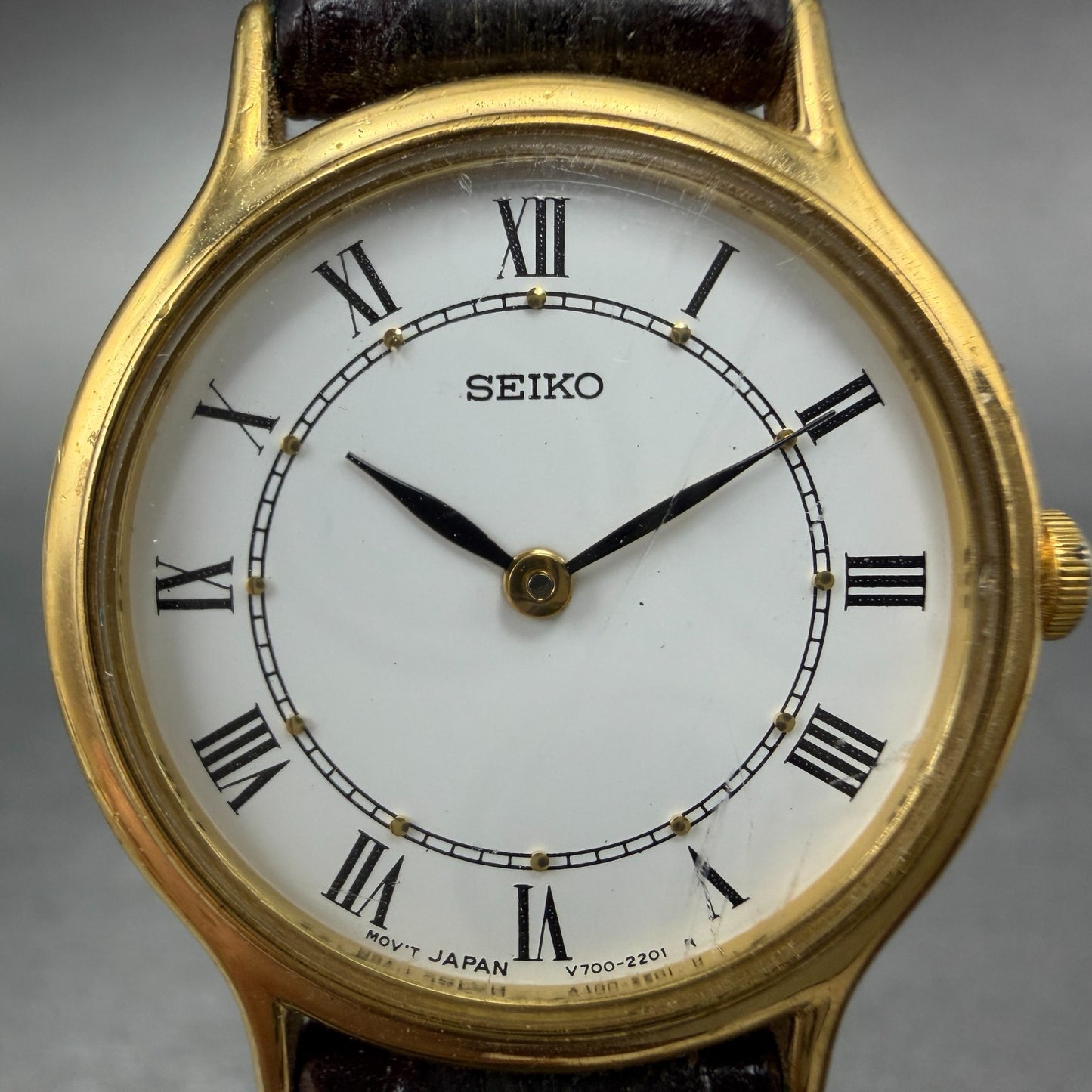 Seiko Watch Women 26mm White Dial Gold Tone Round Vinatge V700-6091 New Battery1