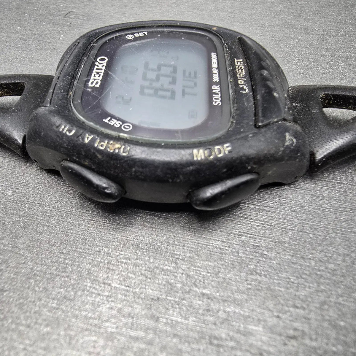 Seiko Super runner Watch Men 43mm Black Alarm Chronograph S680-00A0 Solar READ!!5