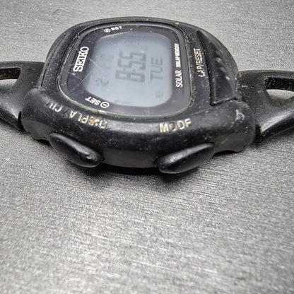 Seiko Super runner Watch Men 43mm Black Alarm Chronograph S680-00A0 Solar READ!!5