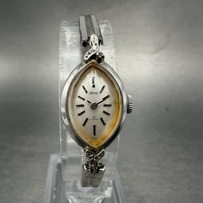 Citizen Rhone Watch Women 15mm Silver Dial White Gold Plated Oval Manual Runs AB0