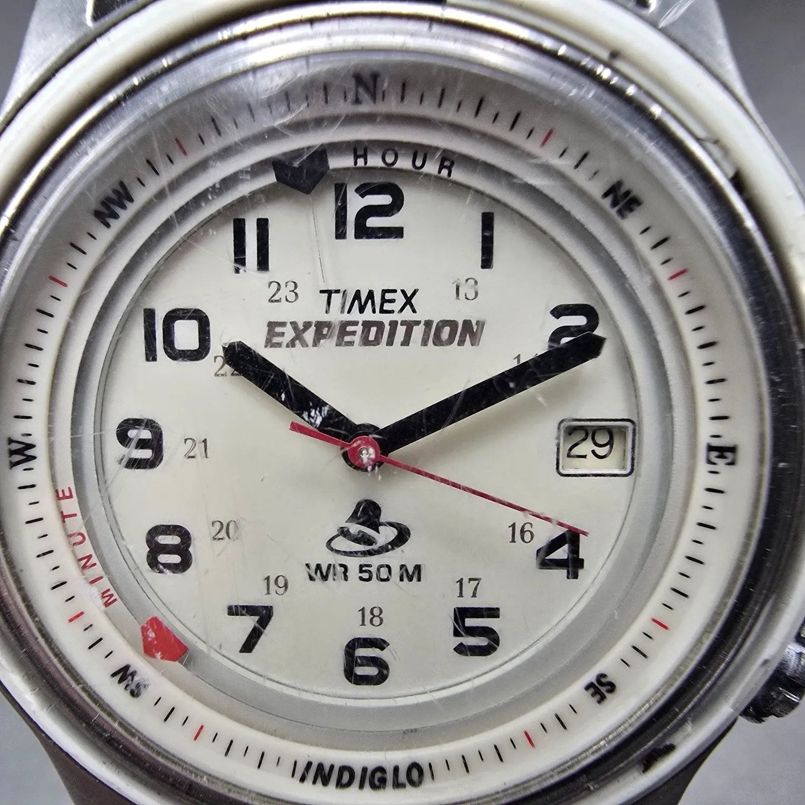 Timex Shenmue Watch Men 39mm Cream Dial Silver Tone Date Alarm READ!!!! New Batt1