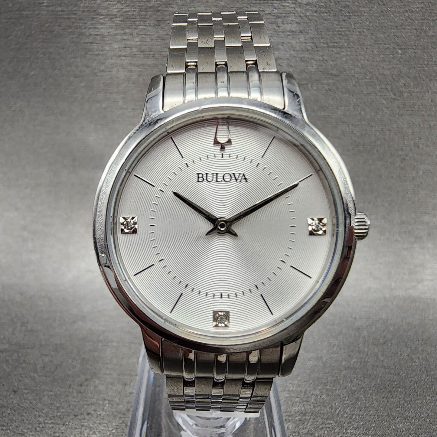 Bulova Watch Women 31mm Silver Dial Stainless Steel Round 96P183 New Battery0