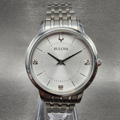 Bulova Watch Women 31mm Silver Dial Stainless Steel Round 96P183 New Battery0