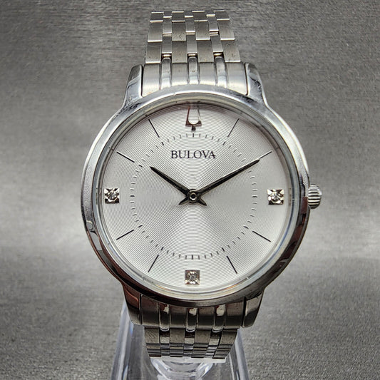 Bulova Watch Women 31mm Silver Dial Stainless Steel Round 96P183 New Battery0
