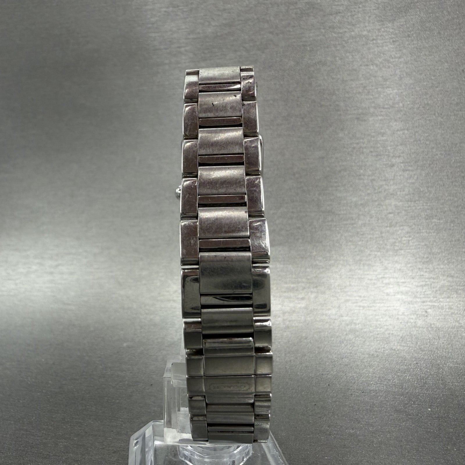 Coach Tank Watch Women 19mm White Dial Silver Tone Rectangle W002B New Battery7