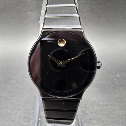 Movado Museum Watch Women 23mm Black Dial Black Tone Round 84-40-881-A New BattM0