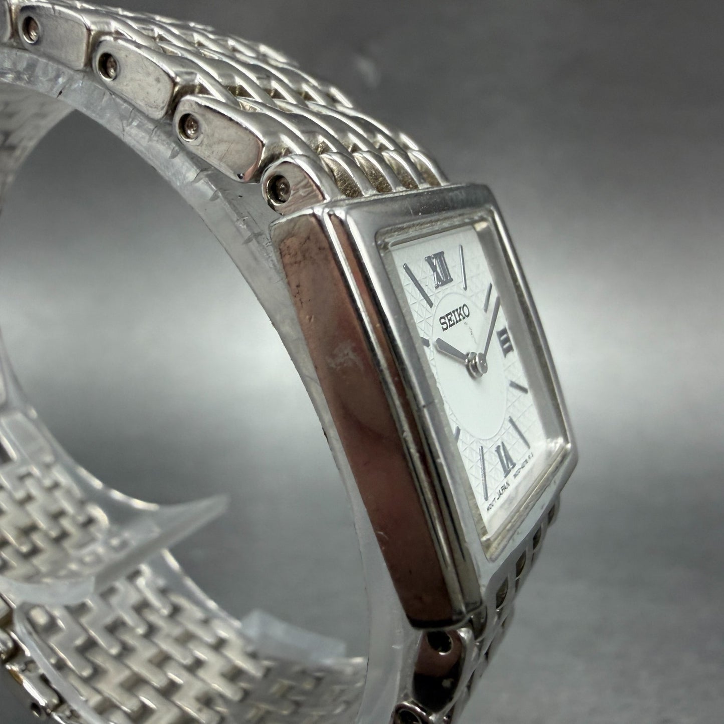 Seiko Tank Watch Women 20mm White Dial Silver Tone Square 1N00-6H39 New Battery3