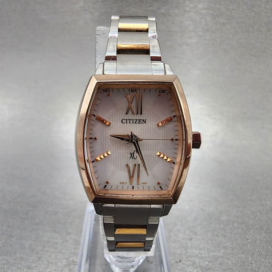 Citizen EcoDrive XC Watch Women 24mm White Dial Two Tone Rectangle H030 Runs0