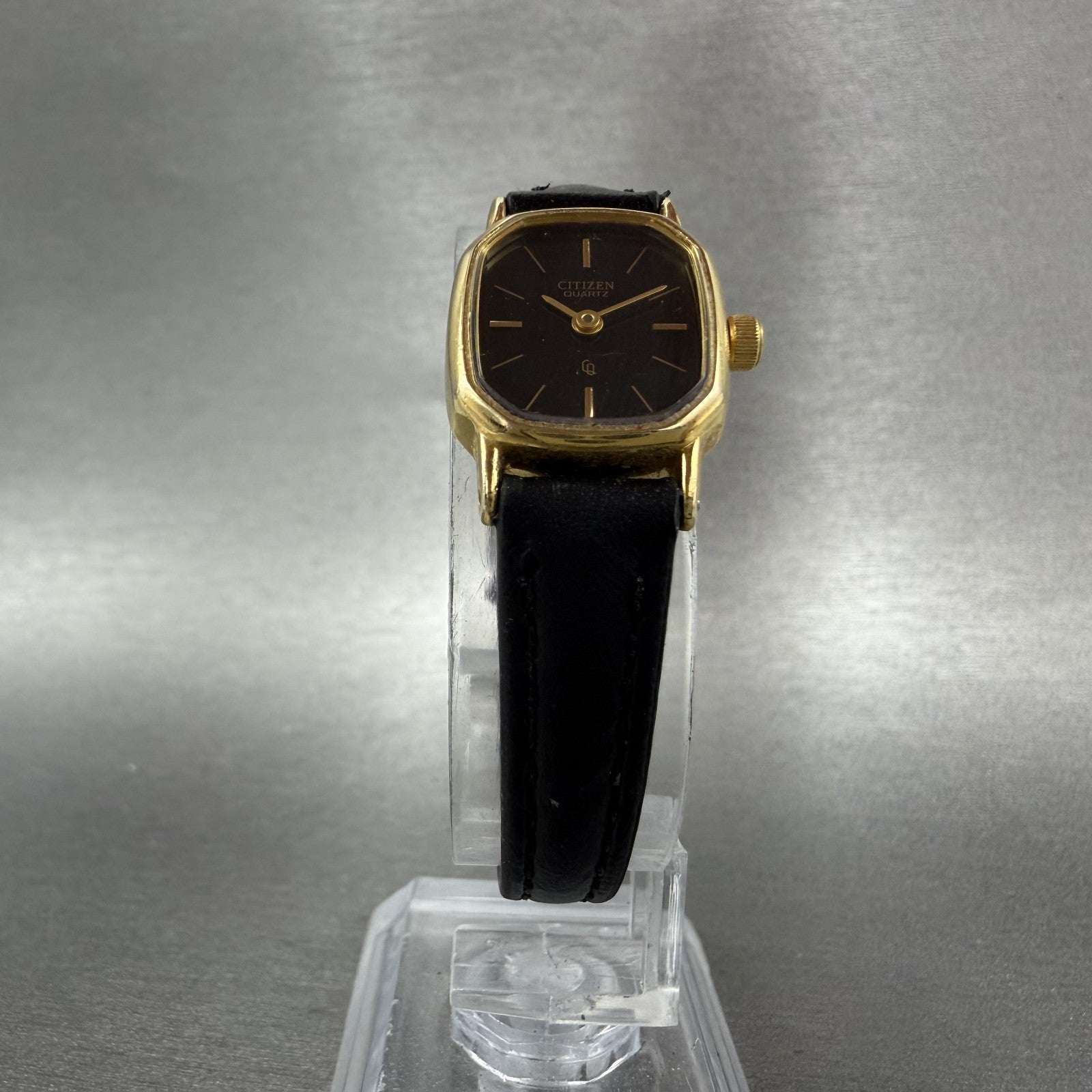 Citizen CQ Watch Women 17mm Black Dial Gold Tone Octagon 5920S49810 New Batt5