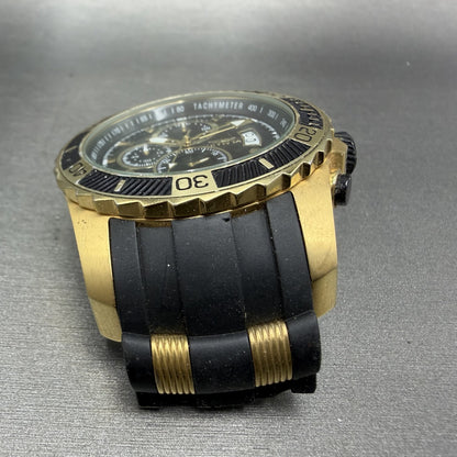 Invicta Pro Diver Chronograph Watch Men 48mm Black Dial Gold Tone Date New Batt2