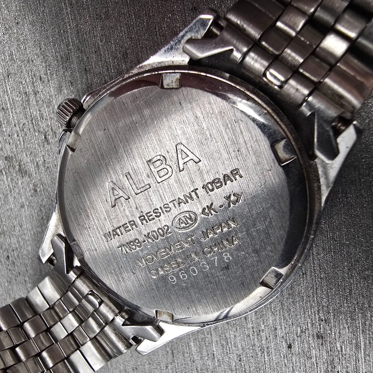 Seiko Alba Watch Men 35mm Luminous Dial Silver Tone Daydate 7N33-K002 New Batt10