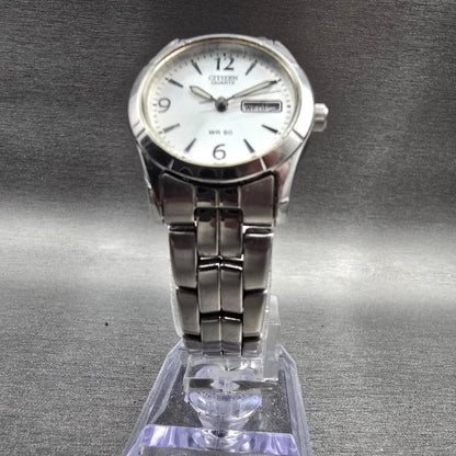 Citizen Watch Women 25mm Silver Dial Silver Tone Daydate 1002-S047439 New Batt P5