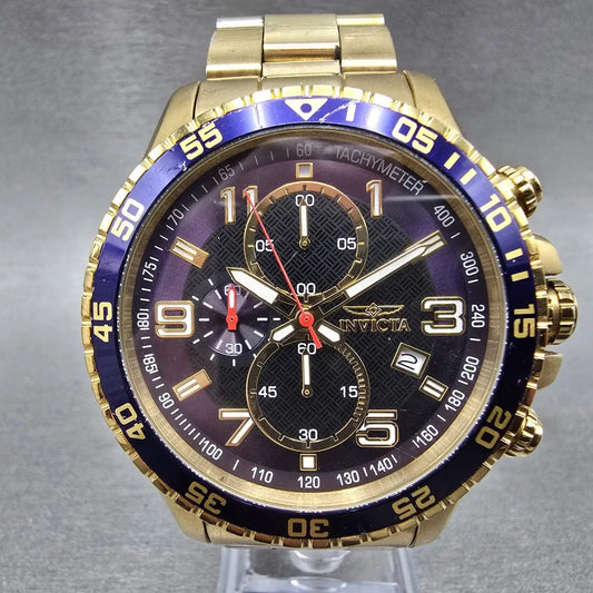 Invicta Specialty Chronograph Dive Watch Men 45mm Purple Dial Gold Tone New Batt0
